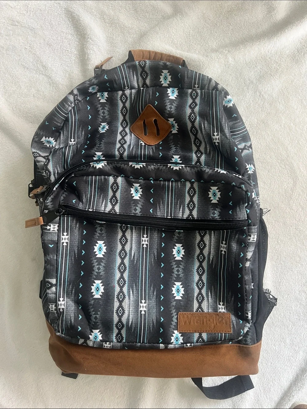 Wrangler Black Aztec-Pattern Backpack